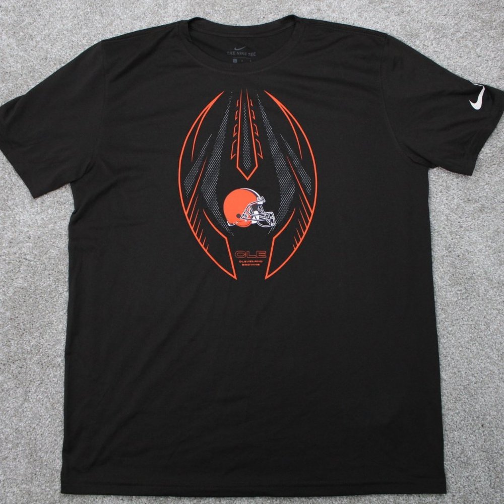 Nike Cleveland Browns Shirt Mens Large Brown NFL Dri-Fit Short Sleeve Pullover